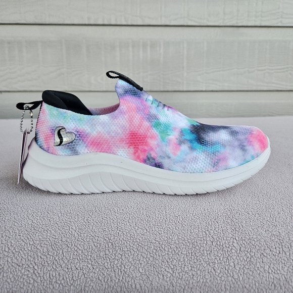 Skechers Ultra Flex 2.0 Cloudy Cool Slip-On Sneakers Youth SZ 4 Pink Tie Dye - Picture 2 of 11